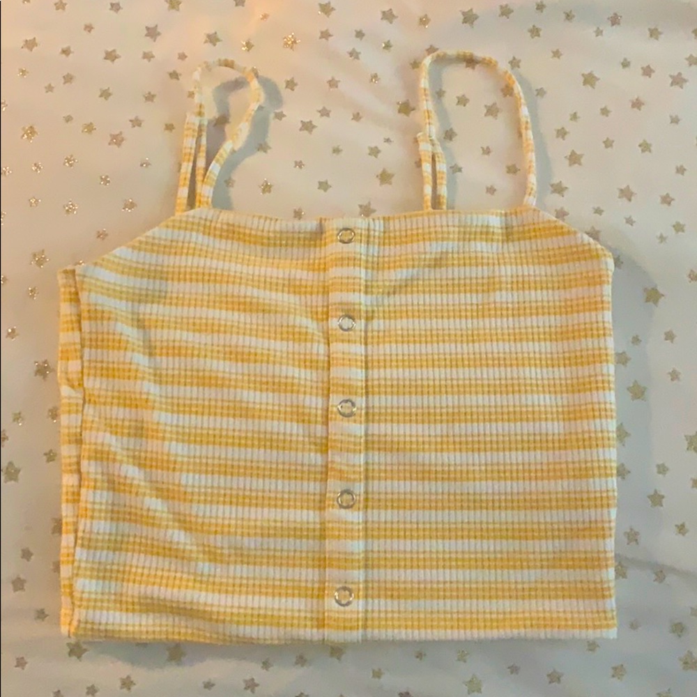 yellow striped crop top